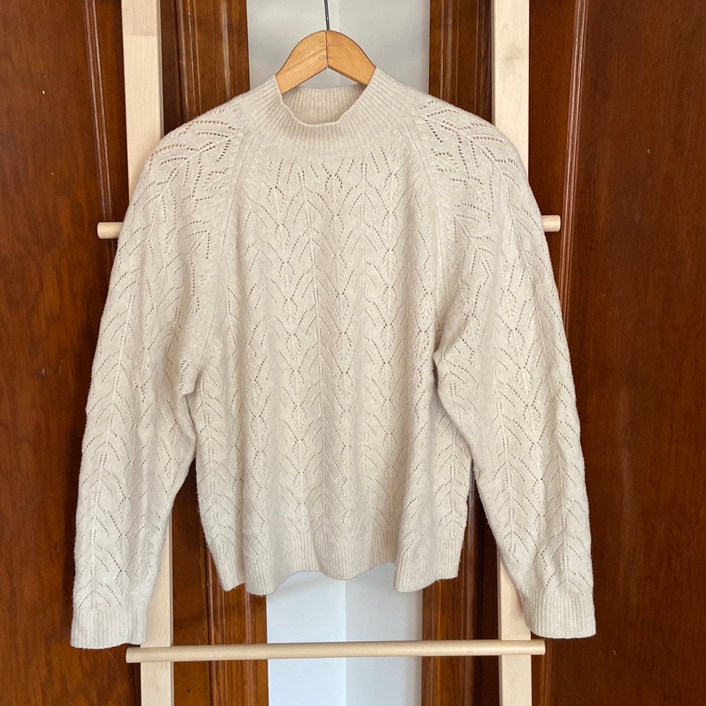 Uniqlo Mock-neck Sweater, Cream, Size Large